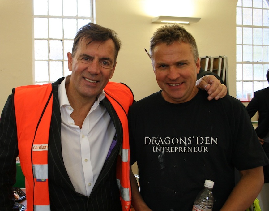 Terra  
Firma tools designer Peter Neath meets Duncan Bannatyne on site for Children in need 2009  
